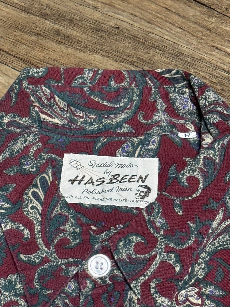 [XL] 해즈빈 폴리시드 맨 버건디 페이즐리 셔츠 이미지