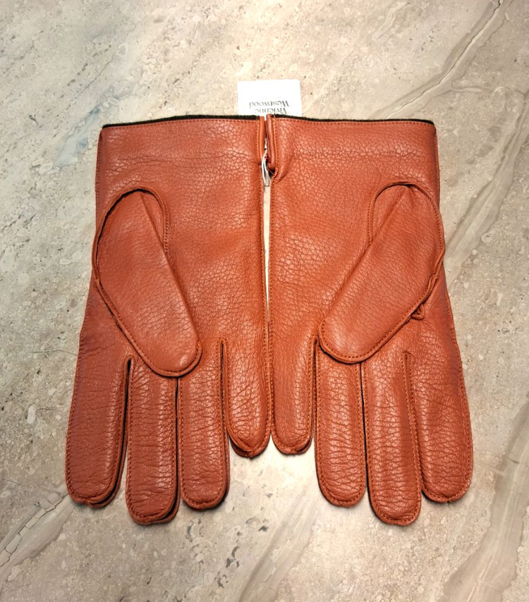 비비안웨스트우드 남성용 V 스티치 가죽 장갑 오렌지 24cm (새상품)--3