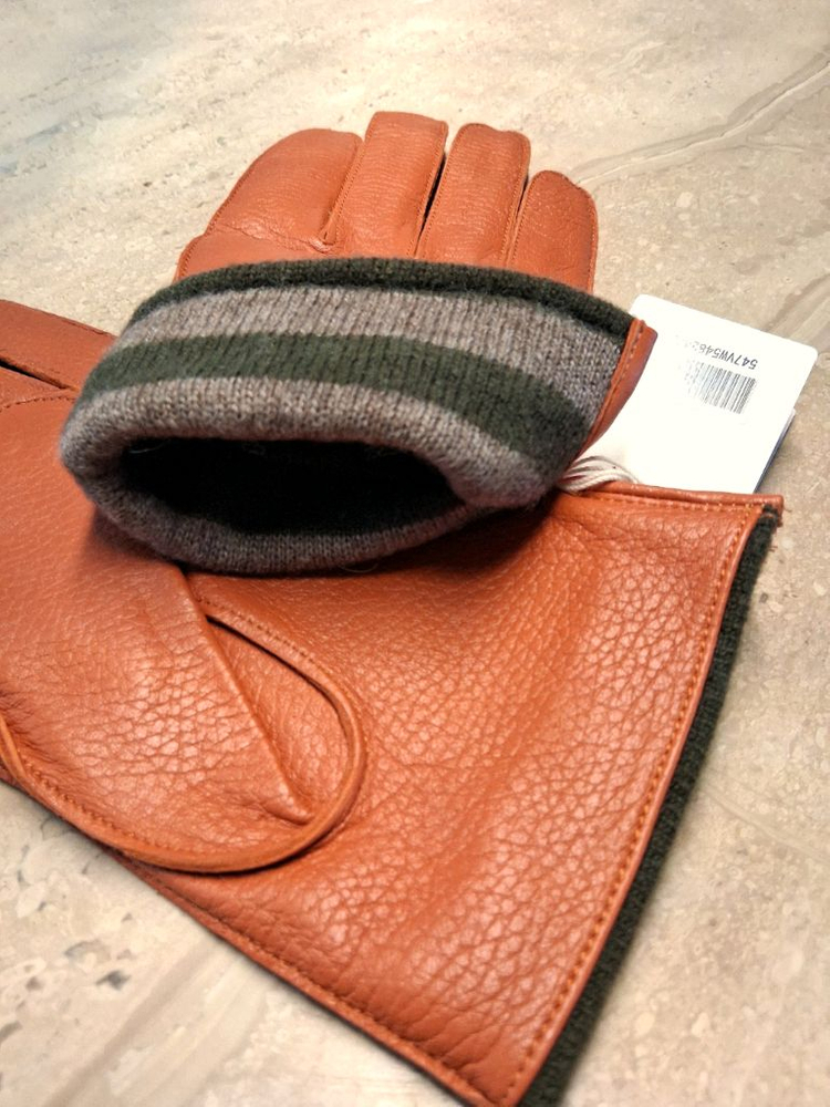 비비안웨스트우드 남성용 V 스티치 가죽 장갑 오렌지 24cm (새상품)--4