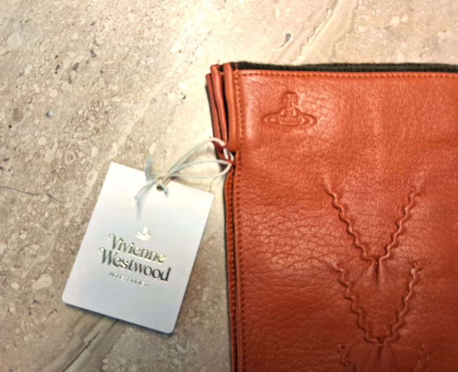 비비안웨스트우드 남성용 V 스티치 가죽 장갑 오렌지 24cm (새상품)--5