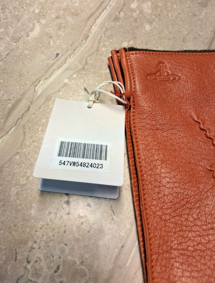 비비안웨스트우드 남성용 V 스티치 가죽 장갑 오렌지 24cm (새상품)--7