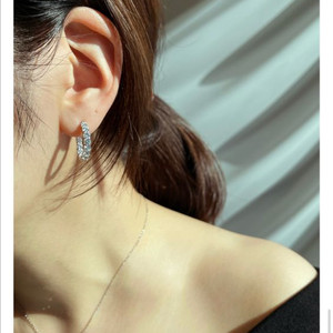 모이사나이트 테니스 링 귀걸이 실버 디아비안(다이아 큐빅)