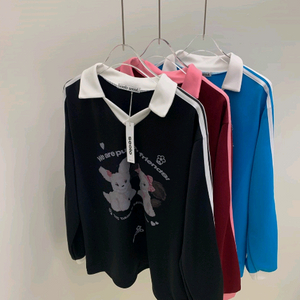 유니크 스트릿 오버핏 카라넥 긴팔티 맨투맨 (새상품)