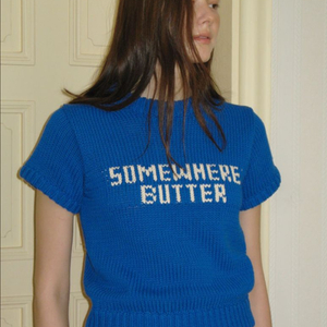 썸웨어버터 클래시 로고 하프 니트