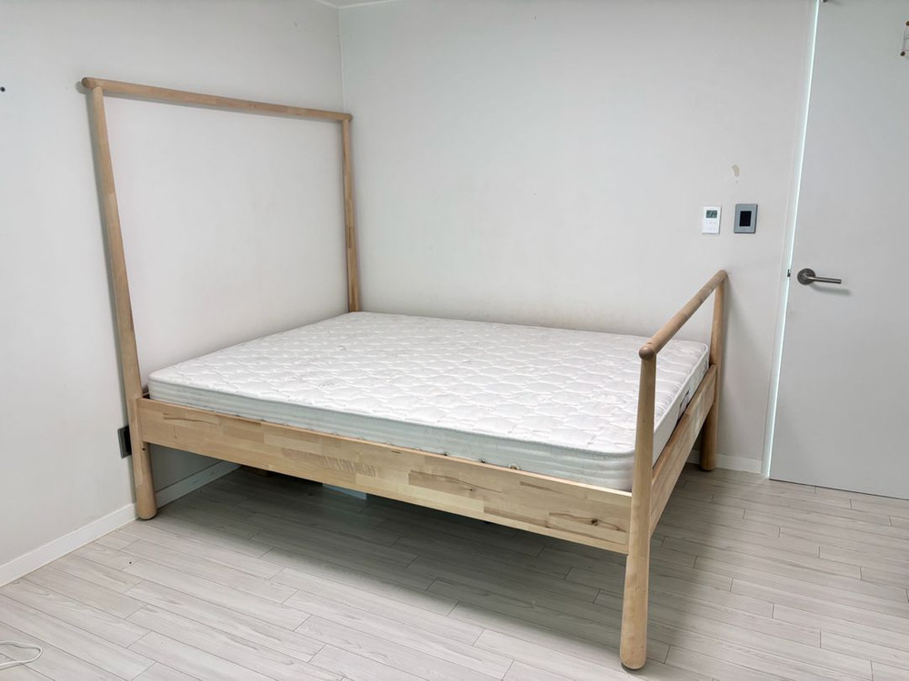 이케아 GJORA 예라 침대 프레임+매트리스, 퀸사이즈, 화이트 자작나무, 뢴세트 이미지