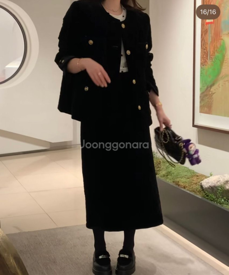 바이씨니 벨벳 롱 스커트--3