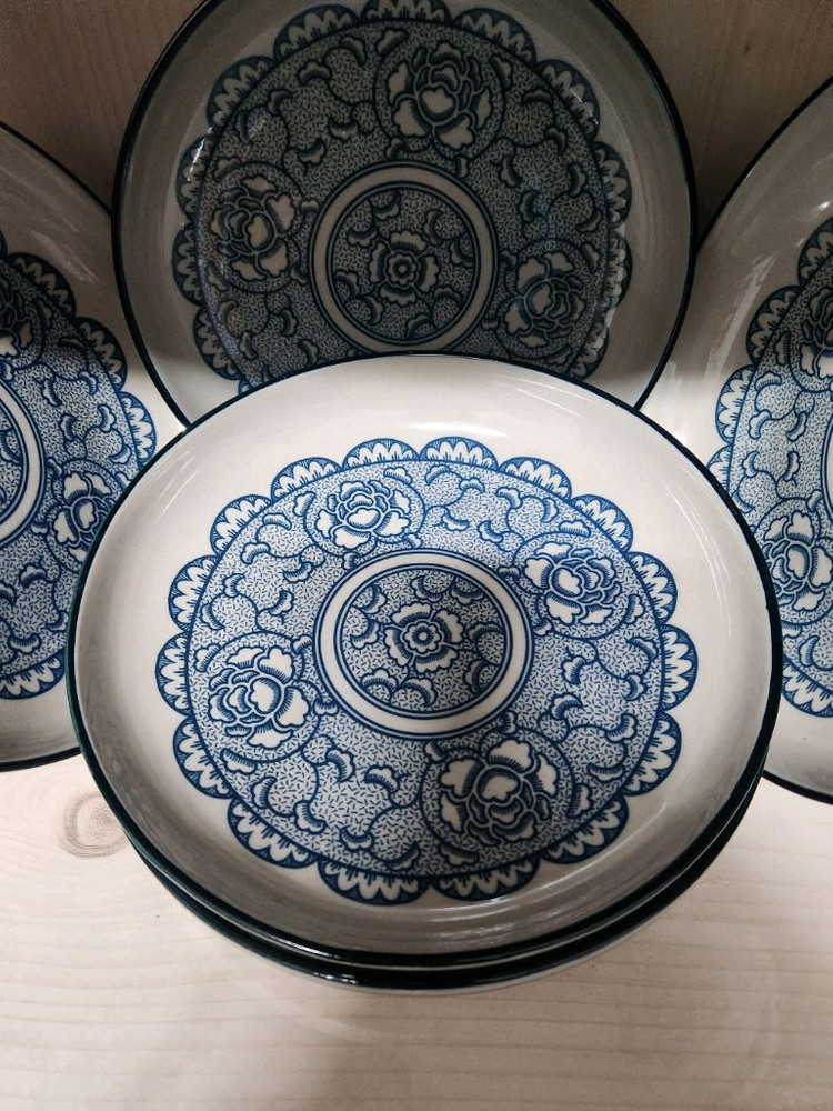 빈티지 플라워 패턴 접시 세트--1