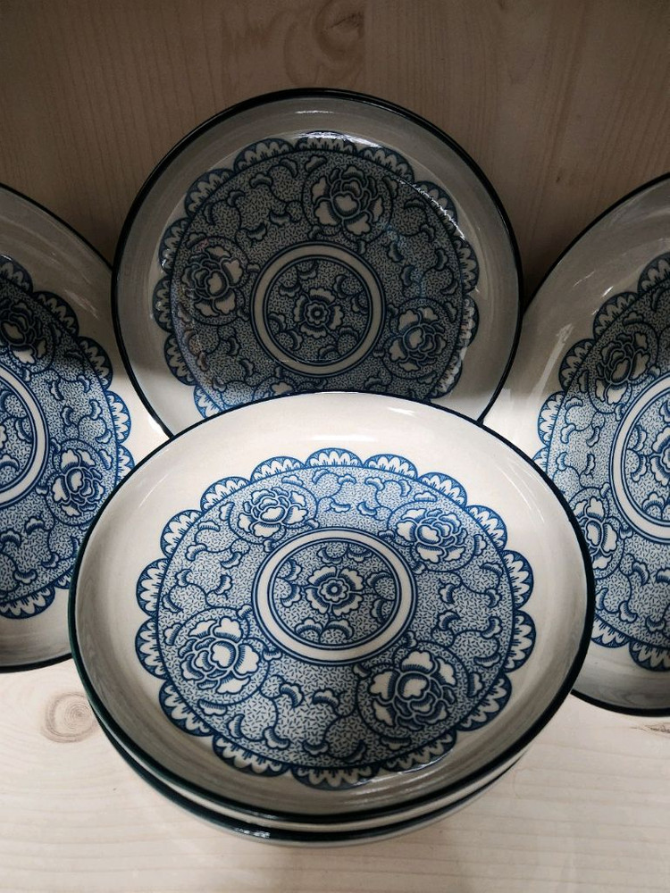 빈티지 플라워 패턴 접시 세트--6