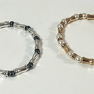 핸드메이드 천연석 믹스 대나무 진주 비즈 패션 팔찌