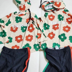 리미떼두두 꽃무늬 수영복 세트 모자 래쉬가드 XL ㅡ한개남음