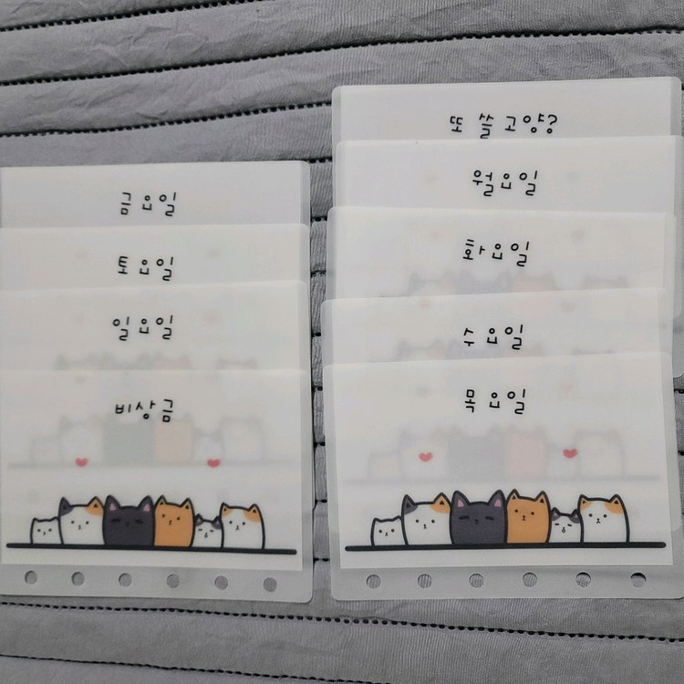 현생 현금생활 챌린지 A7 레진 홀로그램 바인더 및 요일 속지 일괄--3