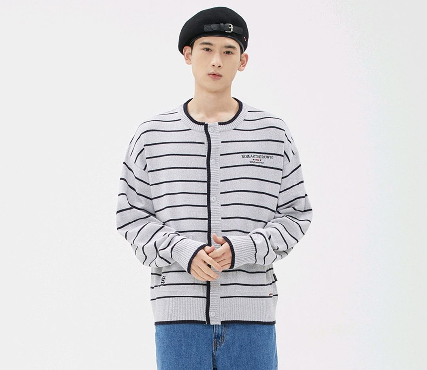 로맨틱크라운 스트라이프 니트 가디건 90 이미지