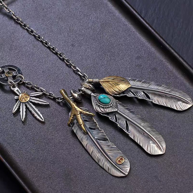 Oceanora 925 실버 페더 이글 클로 목걸이--2