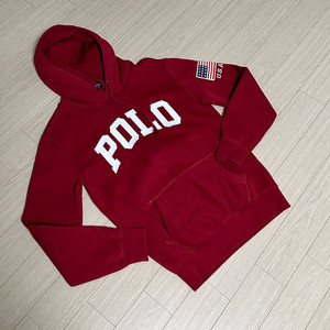 폴로 남녀공용 레터링 성조기 후드티 S