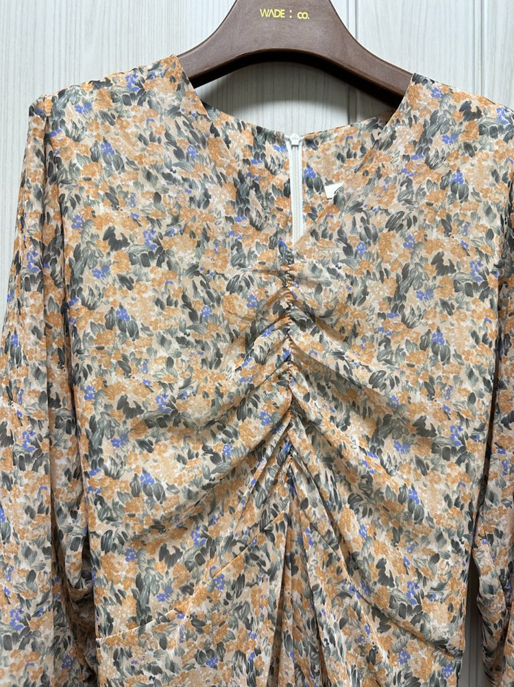 옐로우 플라워 셔링 리본 롱원피스 상태아주좋음--2