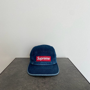 (OS) 슈프림 박스로고 캠프캡 모자 워시드 데님