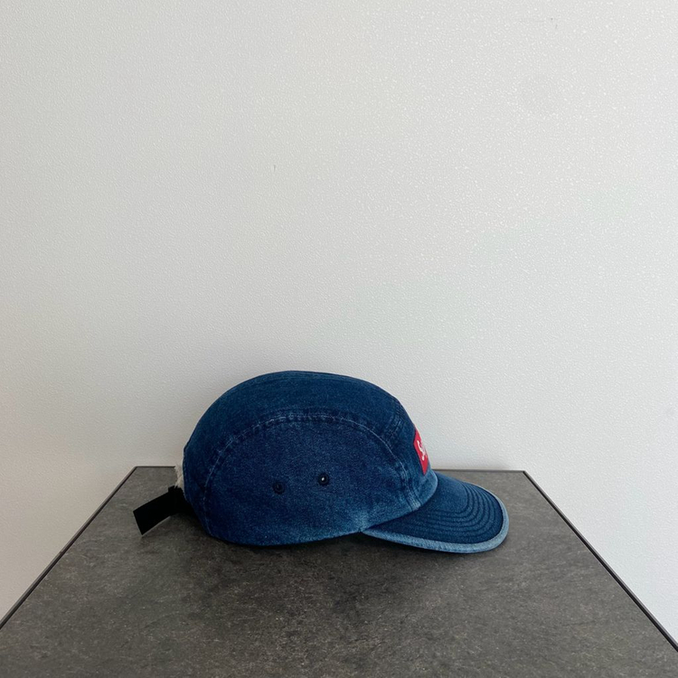 (OS) 슈프림 박스로고 캠프캡 모자 워시드 데님--2