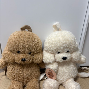 푸들 인형 가방 백팩 아이보리/브라운