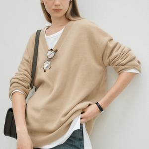 유메르 릴 메리노 브이넥 니트 카푸치노베이지 새제품