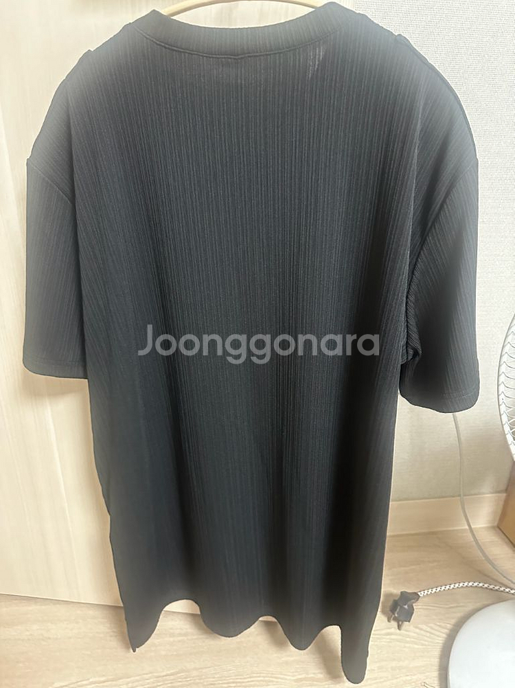 노이어 리브드 헨리넥 하프 티셔츠 (블랙)--1