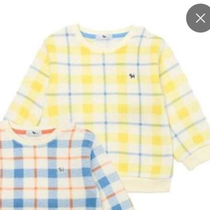 블루독베이비 체크 니트 맨투맨 옐로우 6세