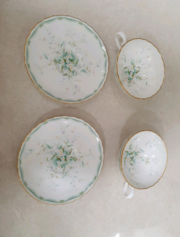 노리다케 홍차잔 그린플라워 이미지