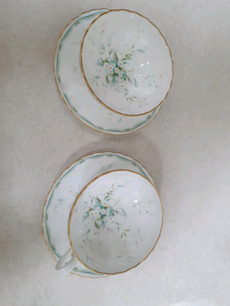 노리다케 홍차잔 그린플라워 이미지