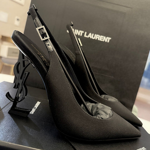 생로랑 YSL 로고 슬링백 힐