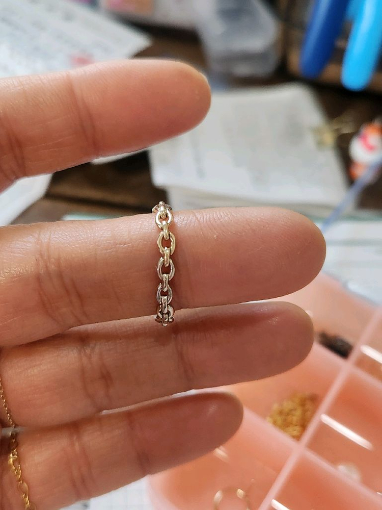 14k 골드 화이트체인 반지--1