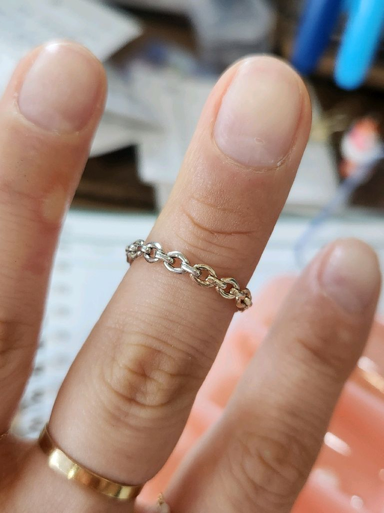 14k 골드 화이트체인 반지--2