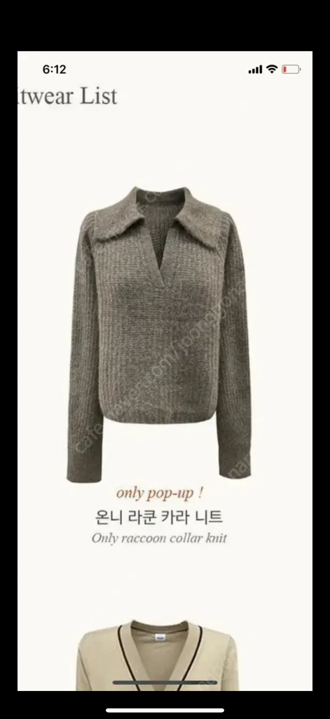 뮤제라 온리 라쿤 카라 니트 이미지