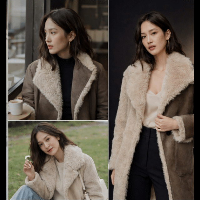 시즌 품절템 리버시블 퍼 코트 가볍고 핏 예쁜 양면 롱무스탕--1