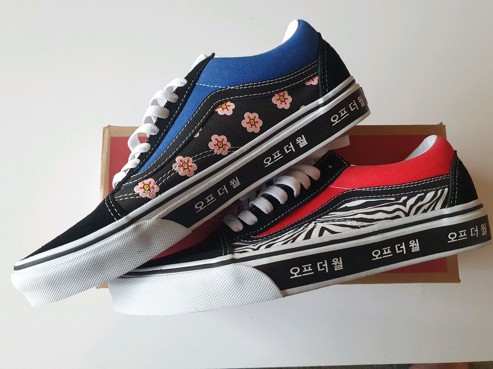 반스 올드스쿨 코리안 타이포그래피 레이싱 레드 블랙(265)--1