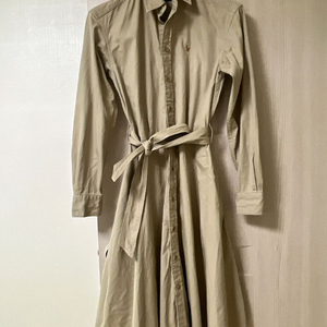 폴로 랄프로렌 여성 벨트 벨티드 플레어 옥스포드 셔츠 롱원피스 드레스