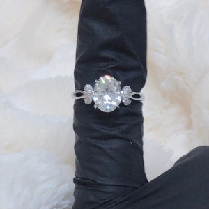 (미사용) s925 모이사나이트 오벌컷 반지 (조절링/각인ok) 이미지