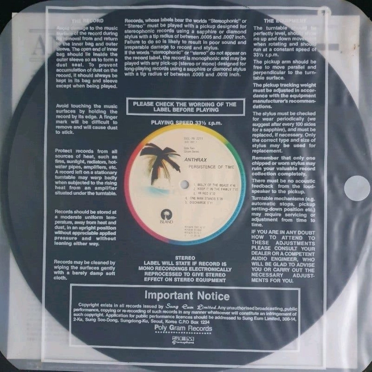 ANTHRAX-PERSISTENCE OF TIME LP 이미지