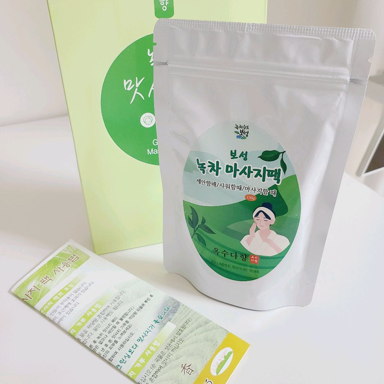새상품 옥수다향 보성 녹차 가루 맛사지팩 130g 그린티 마사지 녹차팩 미용 모공 축소 촉촉한 피부 미인 선물 이미지