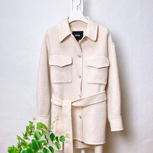 마쥬 울 벨티드 셔츠 코트