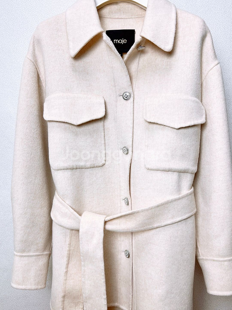 마쥬 울 벨티드 셔츠 코트--1