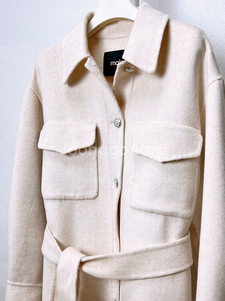마쥬 울 벨티드 셔츠 코트--4