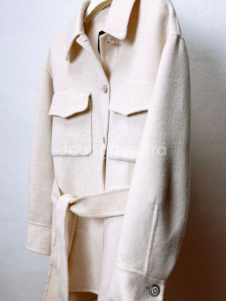 마쥬 울 벨티드 셔츠 코트--3