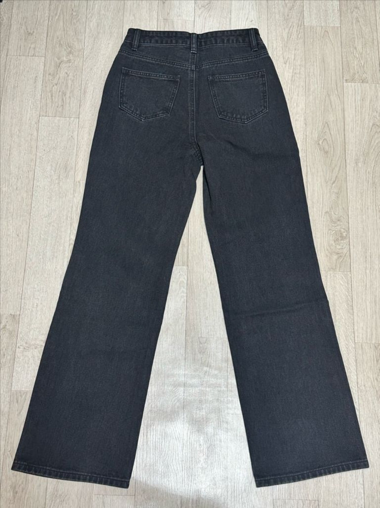 무탠다드 우먼즈 슬래쉬 루즈 스트레이트 데님팬츠 워시드블랙 25--2