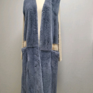 밍크 풀스킨 롱 조끼 베스트 블루그레이 (코펜하겐 플레티넘 등급)