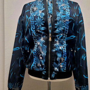 베르사체 플라워 프린팅 블루종 자켓