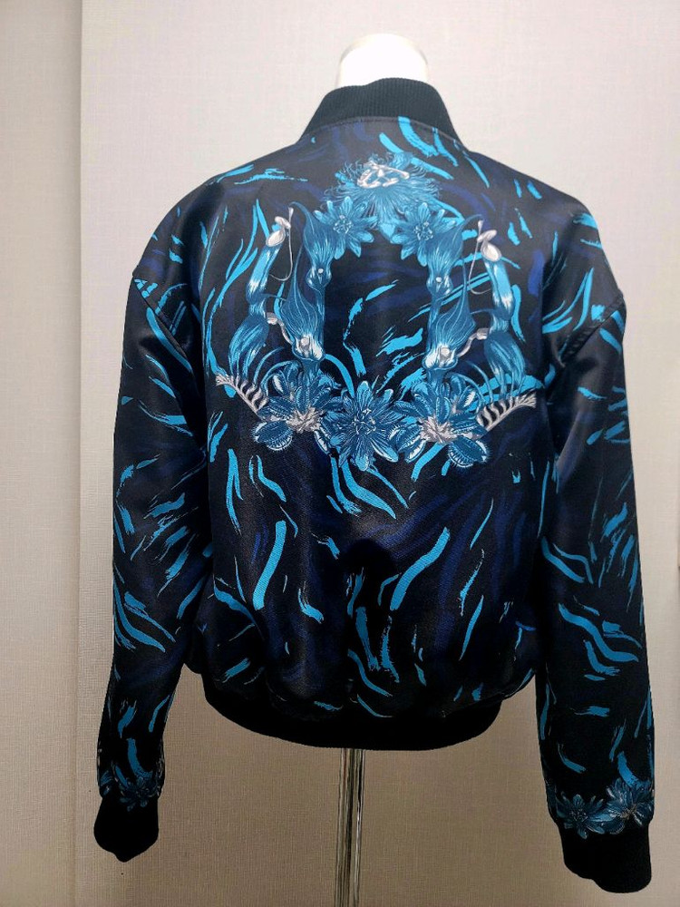 베르사체 플라워 프린팅 블루종 자켓--3