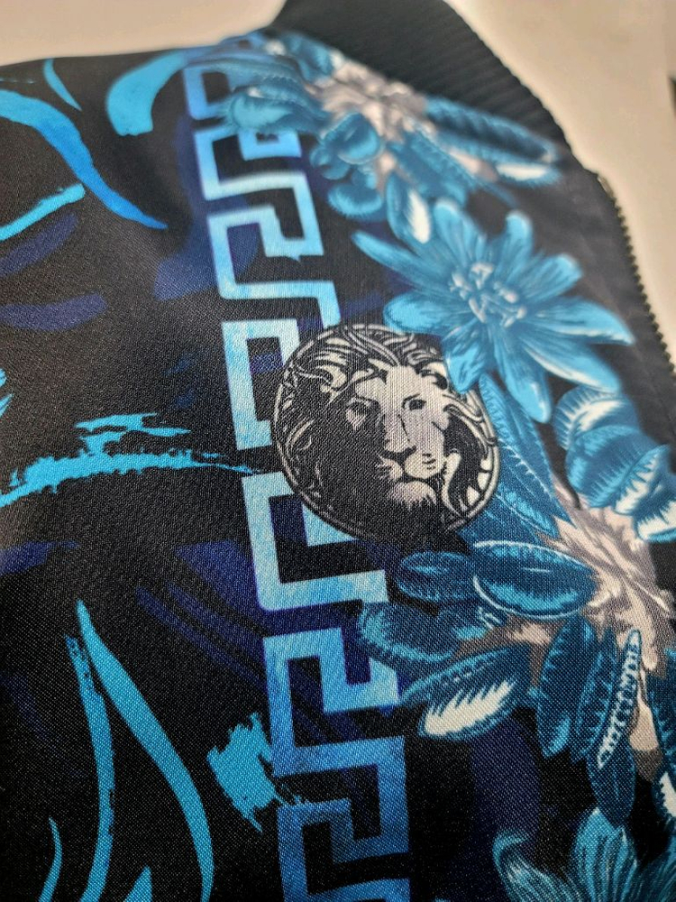 베르사체 플라워 프린팅 블루종 자켓--4