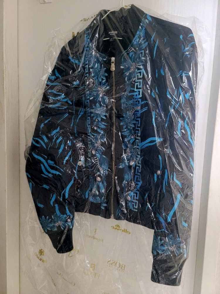 베르사체 플라워 프린팅 블루종 자켓--7