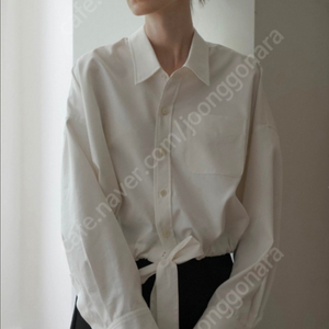 유메르 UMER 스트링 봄버 셔츠 아이보리 크롭 셔츠자켓 코튼 점퍼