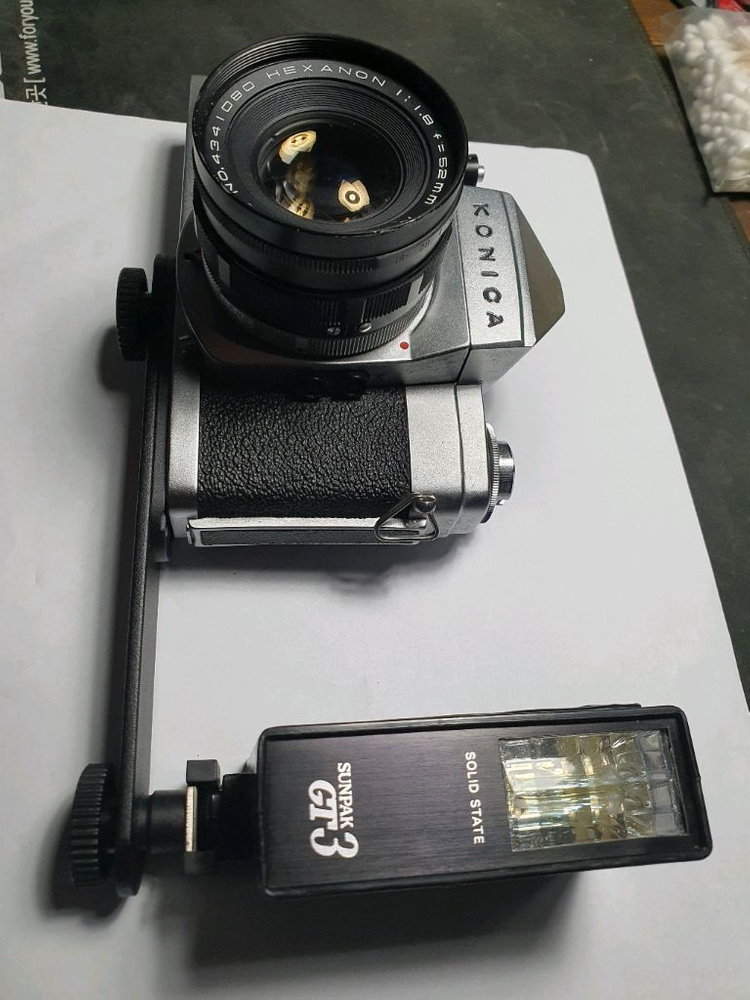 수동 빈티지 기계식 필름카메라 세트/코니카 FP+52mm렌즈 마운트+스트로브+가방/레트로 로모 앤틱 감성 필카--1