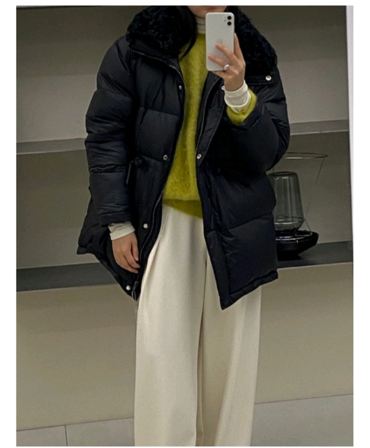 (새제품) 양털카라 넥퍼 스트링 덕다운 패딩 자켓 점퍼 이미지